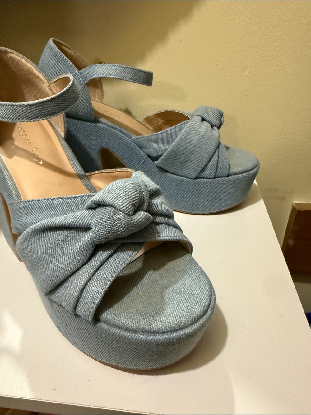 Copper Key Light Blue Knotted Platform Sandals